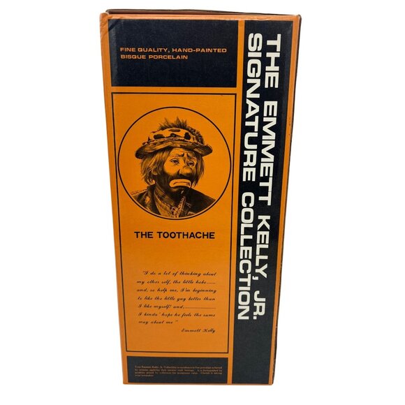 Emmett Kelly Jr The Toothache 9845 Flambro Clown Figurine Box COA 10" Signature - Picture 8 of 11
